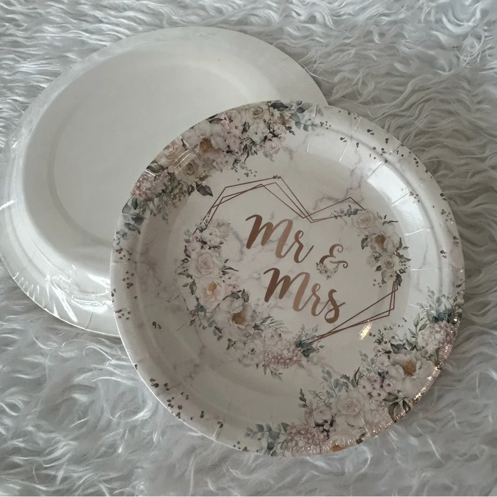 New Anniversary/Wedding Party Supply Set 24 Servings Plates Cutlery Disposable